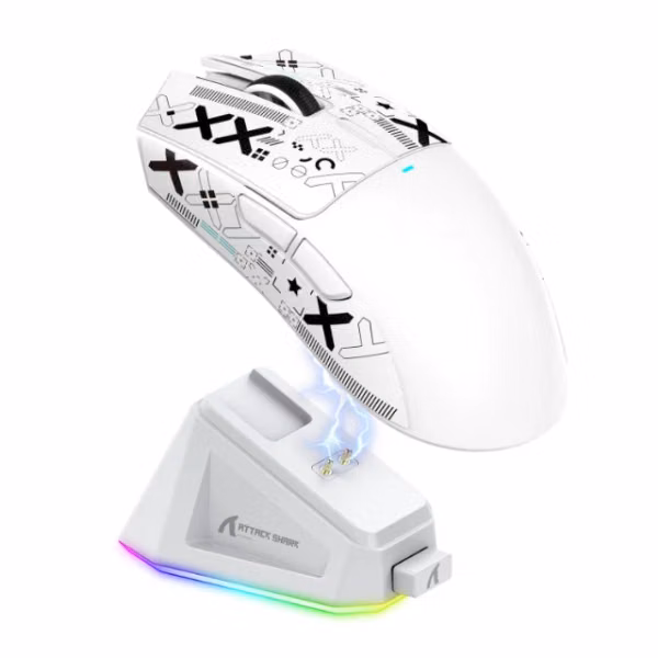 ATTACK SHARK V3PRO Ultra-Light Tri-Mode Gaming Mouse with Charging Dock - Pink